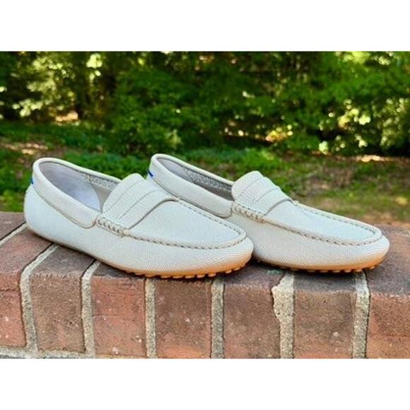 Rothys The Driving Moccasin Mens 11.5 Sand Beige Knit Slip On Penny Loafers main image 6
